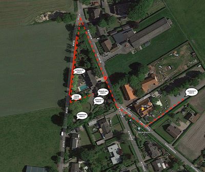 Parkeerplan meet b., parkeerzones en ingang, Aarle 5 Poppel